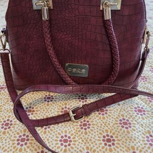 Bebe Plum Croc-Embossed Satchel